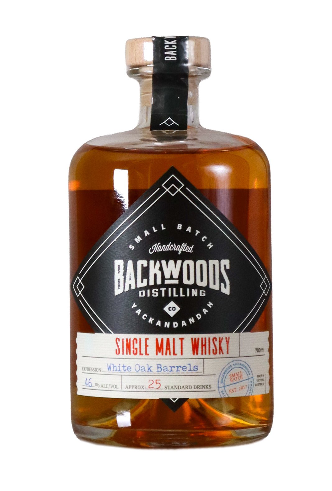 Backwoods Single Malt Whisky, White Oak 46% 700ml - Whisky - Liquor Wine Cave