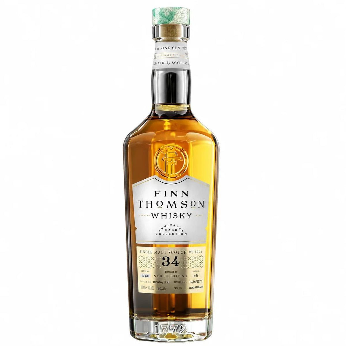 Finn Thomson Whisky North British 1991 34YO 60.3% 700ml - Scotch Whisky - Liquor Wine Cave