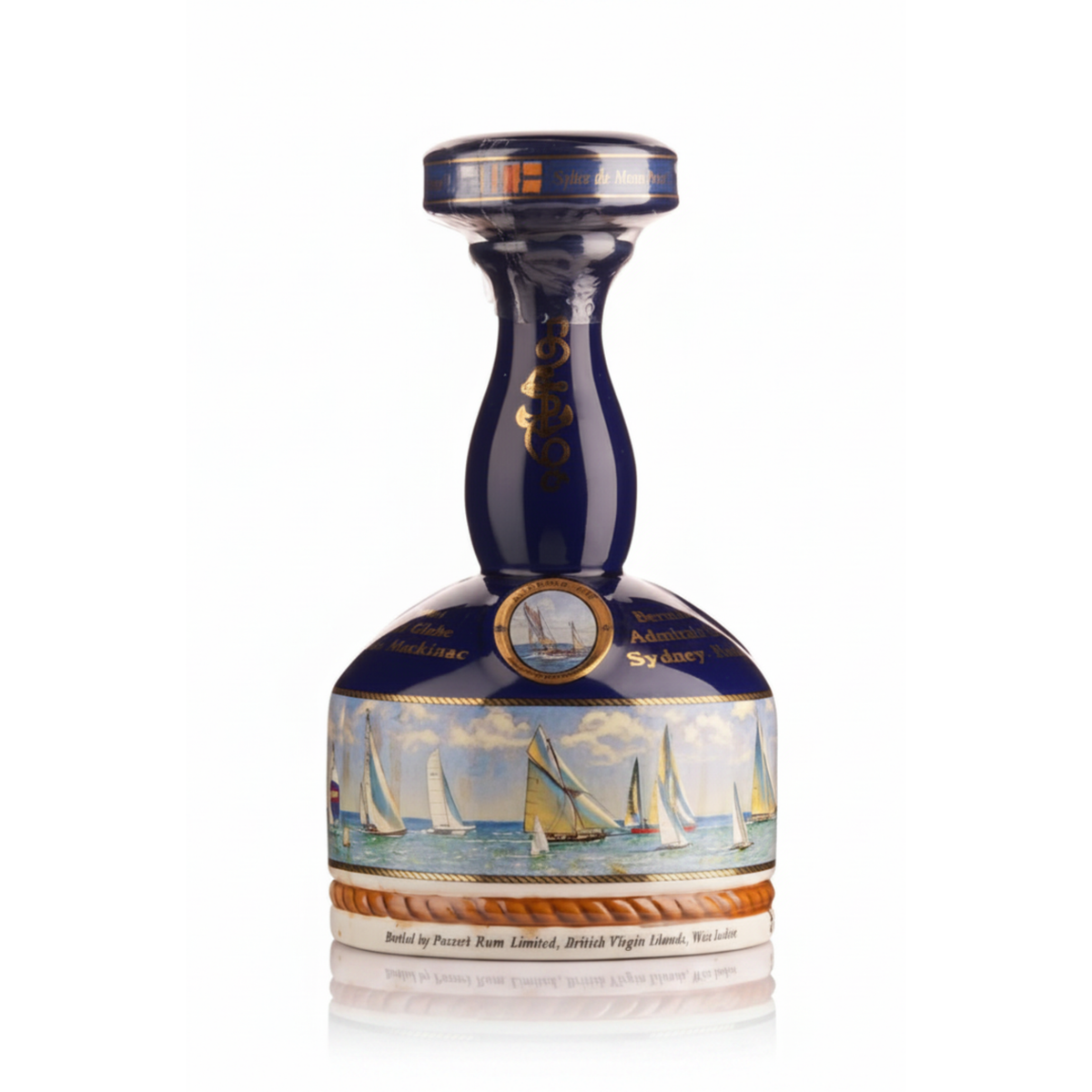 British Navy Pusser's Rum Yachting porcelain ship's decanter 1000ml with painted yachts around the base
