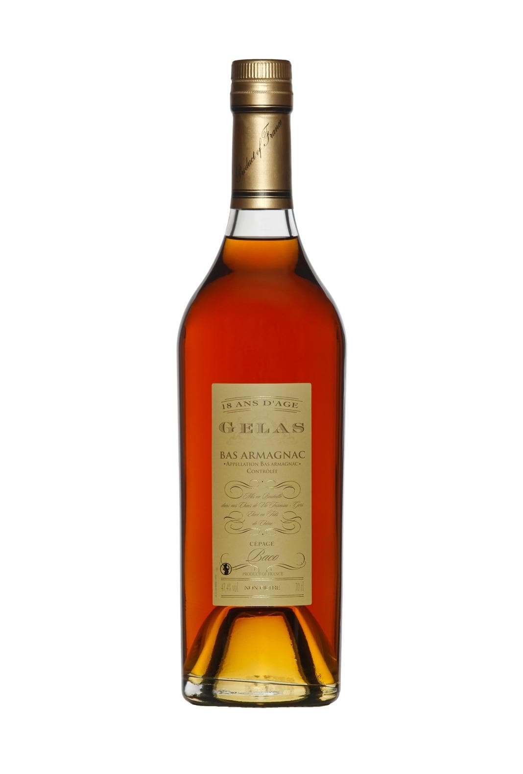 Gelas Bas Armagnac 18 years 100% Baco 700ml 47.4% Unfiltered | Brandy | Shop online at Spirits of France