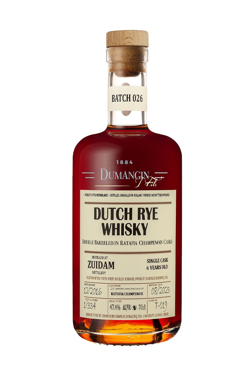 Dumangin Batch 026 Dutch Rye Whiskey 47.4% 700ml - Whisky - Liquor Wine Cave