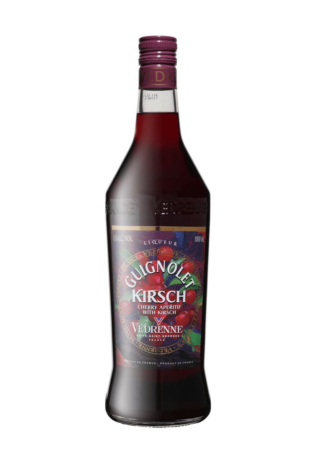 Vedrenne Aperitif Guignolet Kirsch (Cherry aperitif with Kirsch) 16% 1000ml | Liqueurs | Shop online at Spirits of France