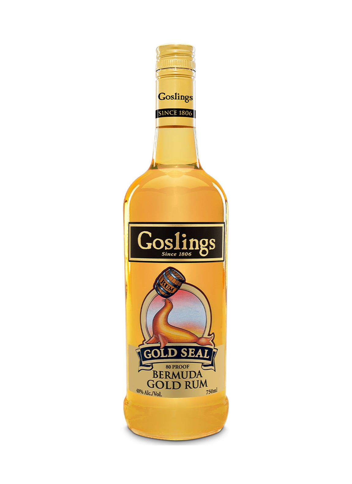 Goslings Gold 40% Abv Rum bottle, Bermuda