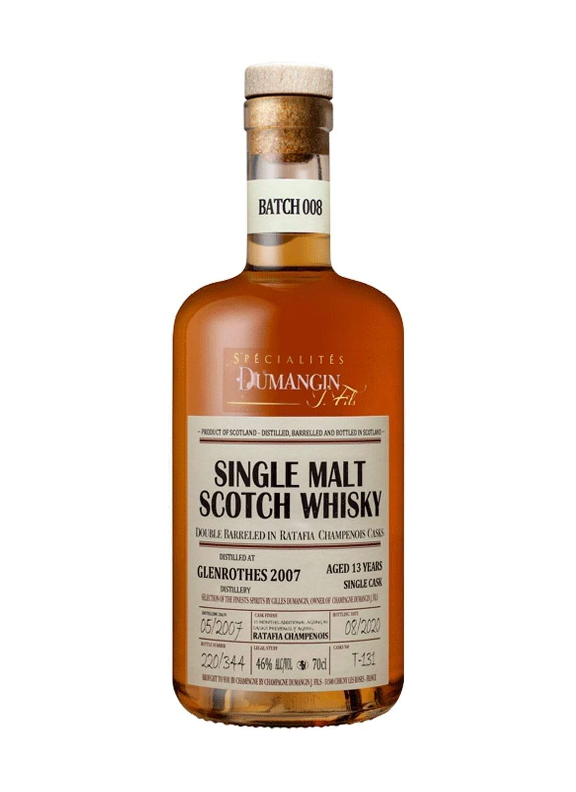 Dumangin Single Malt Scotch Whisky Glenrothes 2007 Lot 008 46% 700ml